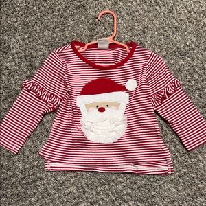 Red and White Striped Santa Top 2t